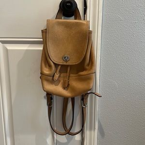 Vintage Coach Day Backpack F09960 Tan Leather Classic Coach Bag Small Bag